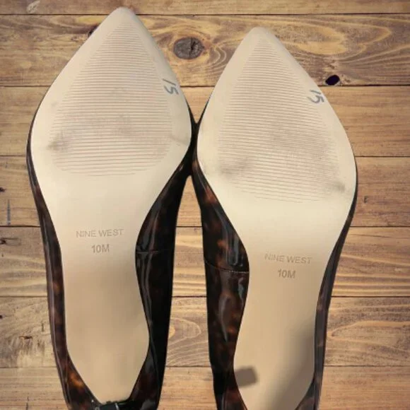 Nine West Leather Tortoise Stilletos Size 10 - Picture 7 of 11